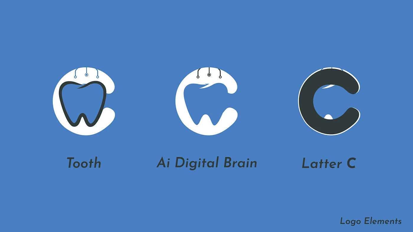 ConnectDent.ai — Logo elements: tooth, digital brain and letter C